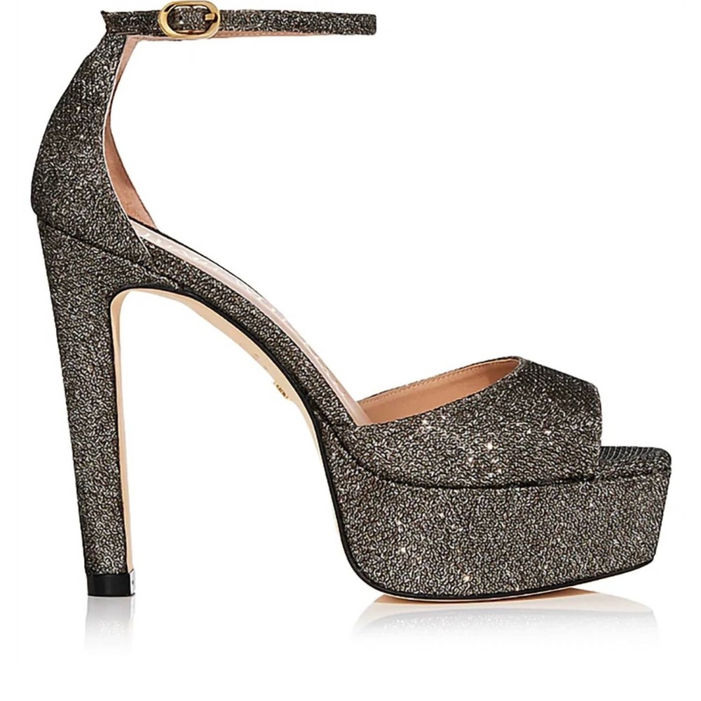 NWT | Stuart Weitzman Discoplatform Sandals New Pyrite | Sz 8 - Picture 2 of 16